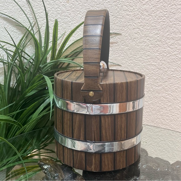 🥶Vintage🥶 Made In USA Elmar Mfg. Vinyl Wrapped Ice Bucket With Lid - Picture 3 of 16